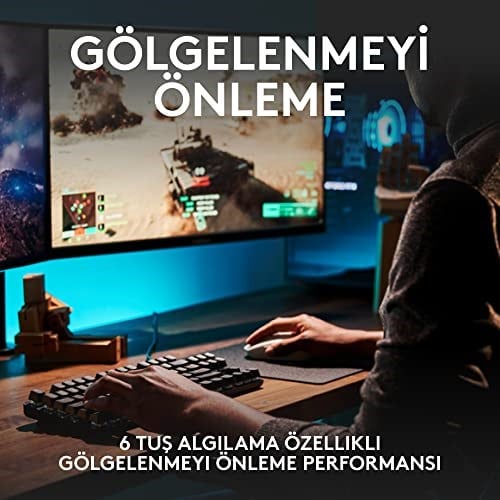 Logitech G G413 SE TKL Kablolu Oyuncu Klavyesi, Dokunsal Mekanik Anahtarlar, Arkadan Aydınlatmalı, Windows, macOS ile Uyumlu, Siyah