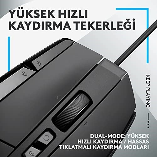Logitech G G502 X Kablolu Oyun Mouseu, LIGHTFORCE Hibrit Optik-Mekanik Ana Anahtarlar, HERO 25K Oyun Sensörü, MacOS, Windows ve PC ile Uyumlu, Siyah