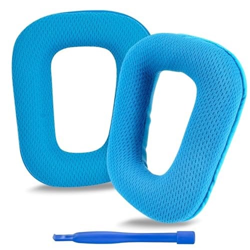 Logitech G430, G930, G35, F450, G432, G332 Kulaklıklar, Kulak Kılıfları için Yedek Kulak Pedleri (Mesh Kumaş/Mavi)