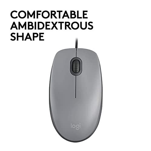 Logitech M110 USB Kablolu Sessiz Mouse, Dizüstü Bilgisayar, Notebook, PC ve Mac için Quiet Click teknolojili, USB-A Bağlantılı, Sağ ve Sol Elle Kullanıma Uygun, Gri