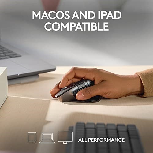 Logitech Mac için MX Master 3S Performans Kablosuz Mouse, 8.000 DPI, Apple ve iPad için, Sessiz, Ergonomik, Ultra Hızlı Kaydırma, Çoklu Cihaz Özelliği, Bluetooth, Siyah