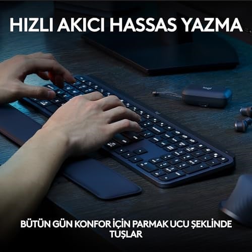 Logitech MX Keys S Kablosuz Klavye, Düşük Profil, Akıcı Hassas Sessiz Yazma, Programlanabilir Tuşlar, Arkadan Aydınlatma, Bluetooth, USB C Şarj Edilebilir, Siyah