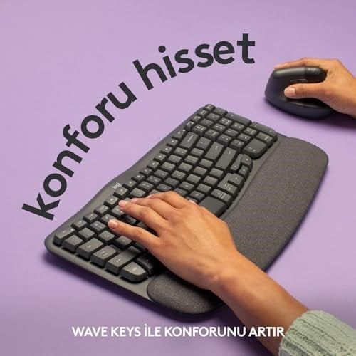 Logitech Wave Keys Kablosuz Klavye, Siyah