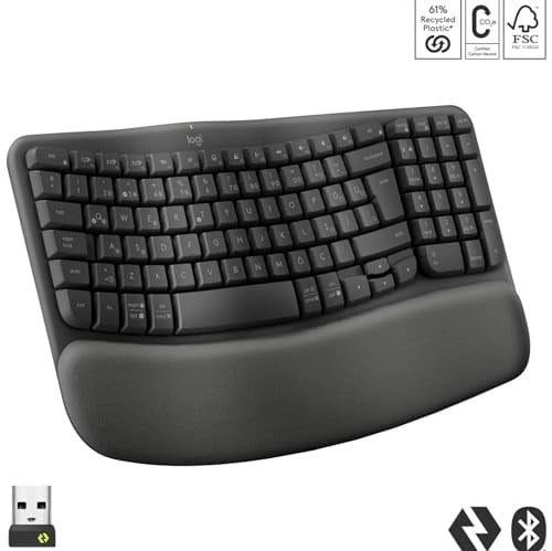 Logitech Wave Keys Kablosuz Klavye, Siyah