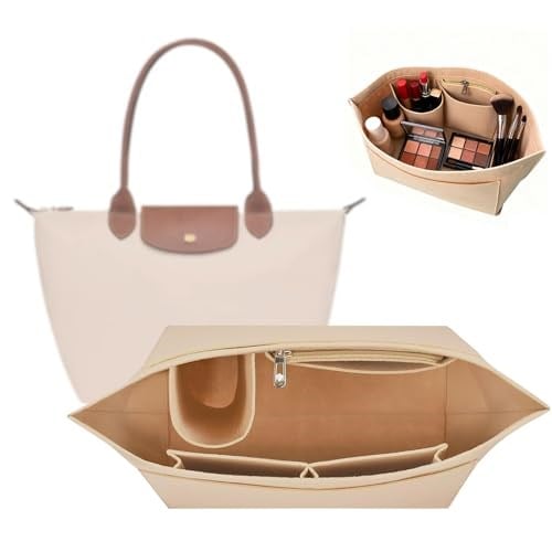 Longchamp çanta düzenleyici, Longchamp Pliage M için düzenleyici, Longchamp M için çanta düzenleyici, Longchamp için cüzdan düzenleyici, çok cepli keçe çanta düzenleyici, el çantası d - Bedenler: M, L