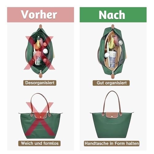 Longchamp L için çanta düzenleyici, Longchamp çanta düzenleyici, çok cepli keçe çanta düzenleyici, cüzdan düzenleyici (bej, L) - Bedenler: M, L