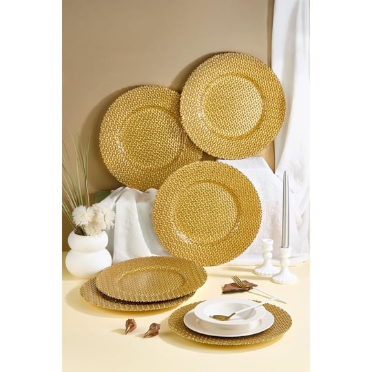 Lora Bianca Diamond 6lı Gold Cam Supla Tabak Seti 32 Cm