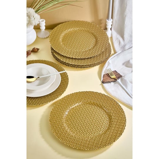 Lora Bianca Diamond 6lı Gold Cam Supla Tabak Seti 32 Cm