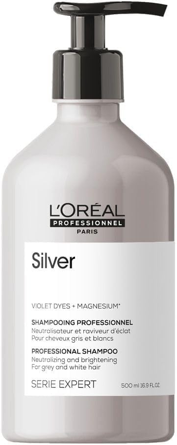LOréal Professionnel Paris Serie Expert Silver Çok Açık Sarı, Gri Ve Beyaz Saçlar Için Renk Dengeleyici Mavi Şampuan 500ml