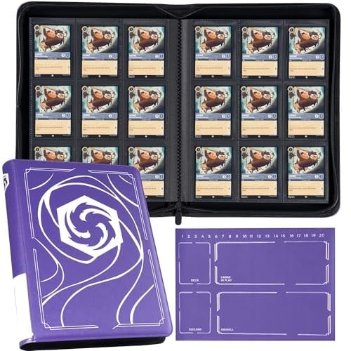 Lorcana Kartları için Bağlayıcı, Premium 9 Cepli Ticaret Kartı Albümü, 500 Cepli ve Playmat Lorcana Kartları, Jetonlar ve Kurallar sayfasıyla uyumlu - Klasik Mor