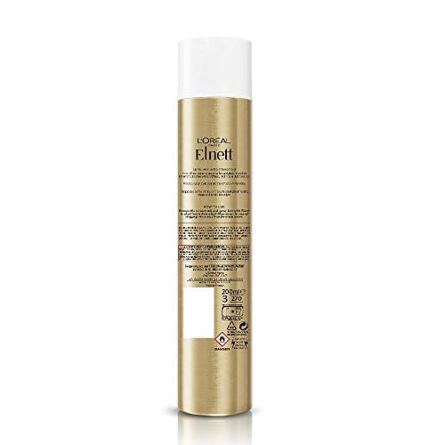 LOreal Paris Elnett Ekstra Güçlü Tutuşlu Saç Spreyi, 24 saate kadar ekstra güçlü tutuş ve doğal görünümlü parlaklık sağlar, temiz ve yeniden şekillendirmeye hazır hissettirir, 200 ml.