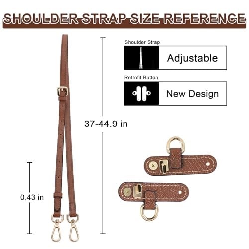 LOUKAYCCI Verstellbarer Crossbody-Gurt aus Rindsleder für Longchamp Le Pliage Mini-Tasche, Ersatz-Schultergurt-Set