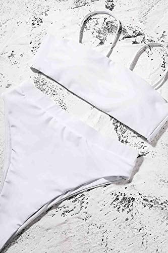 Lovesand Angelsin Kadın V Kesim Yüksek Belli Seksi Bikini Seti (as1, Sayısal, Sayısal_6, Normal, Normal, Beyaz), Beyaz, 36