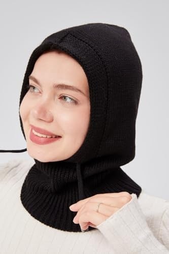 Lüks Kadın Kışlık Balaclava Triko Örme Başlık