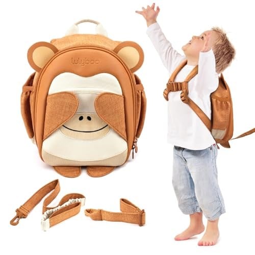Lulyboo BOO Küçük Çocuk Sırt Çantası ve Çıkarılabilir Bilek Bağı, 3 Noktalı Koşum Takımı