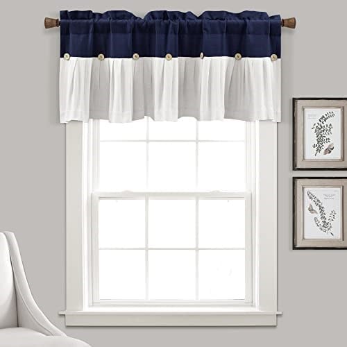 Lush Decor Keten Düğmeli Pencere Perdesi Saçaklı, 45,72 cm U x 132,08 cm G - Seçenekler: 18