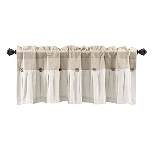 Lush Decor Keten Düğmeli Pencere Perdesi Saçaklı, 45,72 cm U x 132,08 cm G - Seçenekler: 18