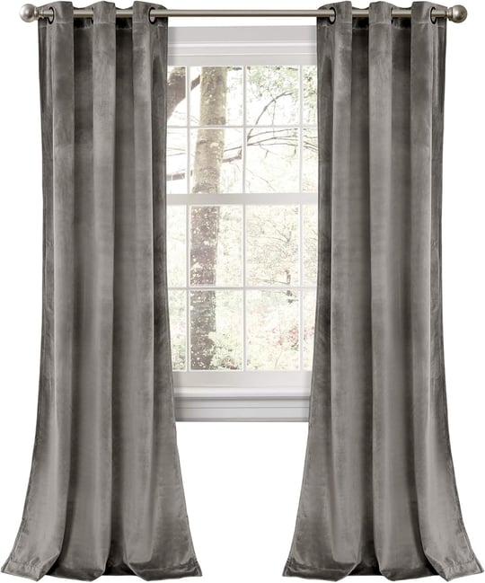 Lush Decor Prima Kadife Perdeler Renkli Blok Oda Karartma Pencere Panel Seti Oturma, Yemek, Yatak Odası (Çifti), 96,5 cm G x 213,4 cm L, Gri - Seçenekler: 38