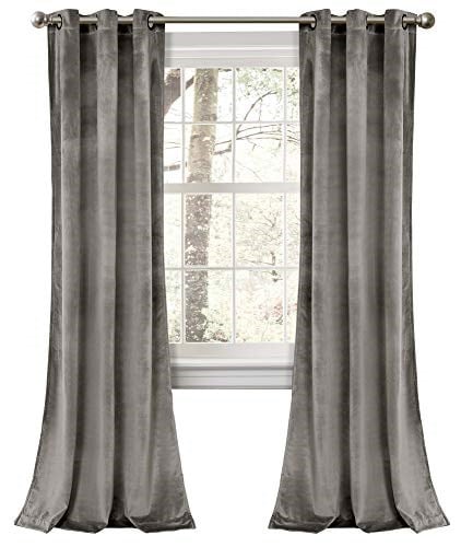 Lush Decor Prima Kadife Perdeler Renkli Blok Oda Karartma Pencere Panel Seti Oturma, Yemek, Yatak Odası (Çifti), 96,5 cm G x 213,4 cm L, Gri - Seçenekler: 38