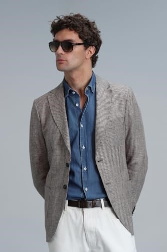 Luta Spor Erkek Blazer Ceket Slim Fit Kahverengi 46