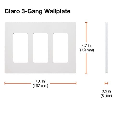 Lutron Claro 3 Gang Dekoratör/Rocker Duvar Plakası, Parlak, Kahverengi (1li Paket) | CW-3-BR