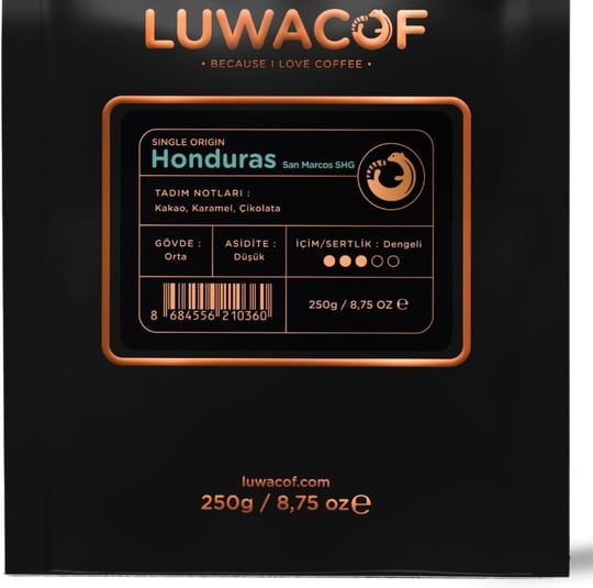 Luwacof Honduras San Marcos SHG Yöresel Kahve (Öğütülmüş Filtre Kahve) 250 Gr