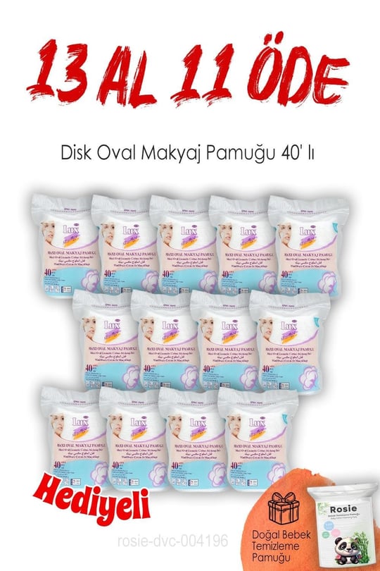 Lux 13 AL 11 ÖDE Disk Oval Makyaj Pamuğu 40 lı ve ROSIE