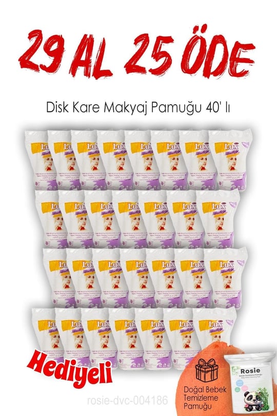 Lux 40lı 29 AL 25 ÖDE Disk Kare Makyaj Pamuğu ve ROSIE