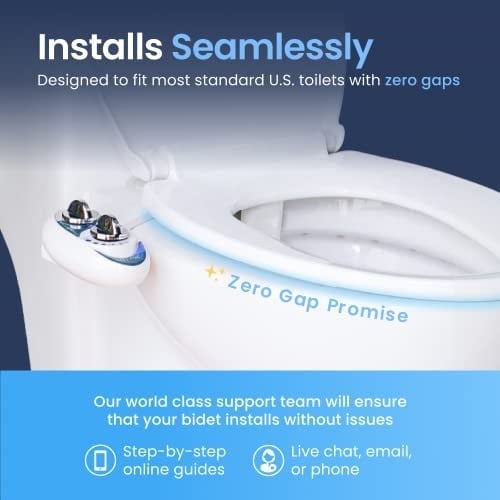 LUXE Bidet NEO 120 - Kendi Kendini Temizleyen Başlık, Tatlı Su Elektrikli Olmayan Bide Eklentisi, Klozet Kapağı için, Ayarlanabilir Su Basıncı, Arka Yıkama (Gül Altın)