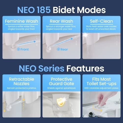 Luxe Bidet Neo 185 Bidet Kendi Kendini Temizleyen Çift Başlıklı Manuel Tuvalet Aparatı, Beyaz