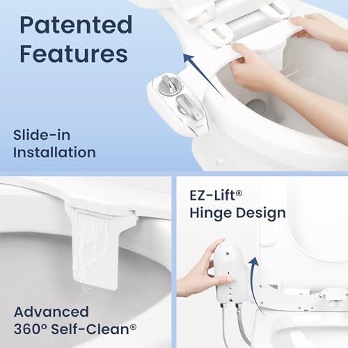 LUXE Bidet NEO 320 Plus – Yeni Nesil Sıcak Su Bide Klozet Kapağı Eklentisi, Yenilikçi EZ-Kaldırma Menteşeleri, Çift Nozullu ve 360° Kendini Temizleme Modu (Beyaz)