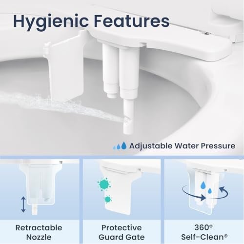 LUXE Bidet NEO 320 Plus – Yeni Nesil Sıcak Su Bide Klozet Kapağı Eklentisi, Yenilikçi EZ-Kaldırma Menteşeleri, Çift Nozullu ve 360° Kendini Temizleme Modu (Beyaz)