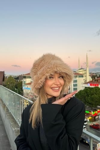 Luxury Peluş Bucket Kalpak Şapka Kışlık Suni Kürk Şapkası, Uzuntuylubucketmolly