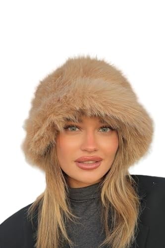 Luxury Peluş Bucket Kalpak Şapka Kışlık Suni Kürk Şapkası, Uzuntuylubucketmolly