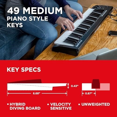 M-AUDIO Keystation 49 MK3 - 49 Tuşlu USB MIDI Klavye Controller, Atanabilir Kontroller ve Yazılım Üretim Paketi dahil Mac ve PC içi - Seçenekler: 49-Tuş Keystation, 61-Tuş Keystation, 88-Tuş Hammer...