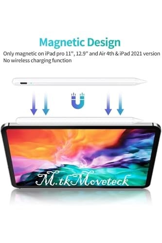 m.tk moveteck iPad Air 5. Nesil Kalem, Magnetik Şarj, Avuç İçi Red, Beyaz