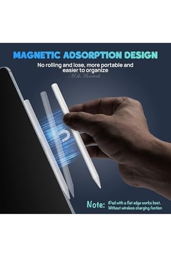 m.tk moveteck iPad Stylus Kalem, iPad Pro 13/11/12.9, iPad Air 11 4/5/6, Magnetik Palm Rejection, USB Type-C, Beyaz, Yedek Uç Hediyeli