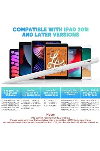 m.tk moveteck iPad Stylus Kalem, iPad Pro 13/11/12.9, iPad Air 11 4/5/6, Magnetik Palm Rejection, USB Type-C, Beyaz, Yedek Uç Hediyeli