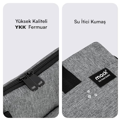 MACK Cityfit MCC-702 Laptop Çantası, Erkekler ve Kadınlar için Profesyonel Bilgisayar Çantası, 13,3 inç - 14.1 inç Notebook Çantası, Evrak Çantası, Gri