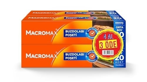 Macro Max Buzdolabı Poşeti Orta Boy 4 Al 3 Öde