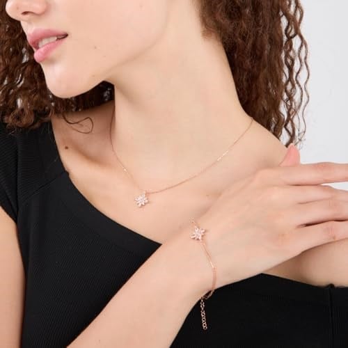 Madam Matmazel Umut Çiçeği Gümüş Takı Set, Rose Kaplama, 925 Ayar, Hediyelik, Kız, Arkadaş, Eş, Kadın Sevgili