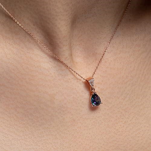 Madam&Matmazel Mistik Topaz Gümüş Kadın Takı Seti | 925 Ayar Gerçek Gümüş (Pembe Altın), Küpe, Kolye