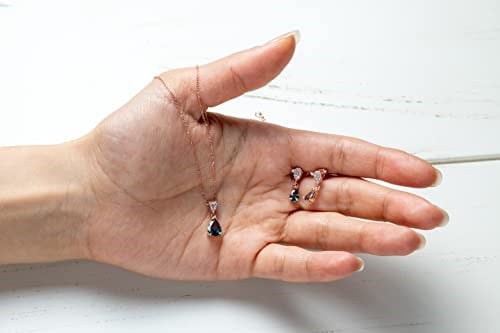 Madam&Matmazel Mistik Topaz Gümüş Kadın Takı Seti | 925 Ayar Gerçek Gümüş (Pembe Altın), Küpe, Kolye