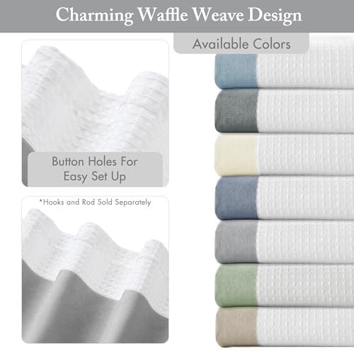 Madison Park Spa-Waffel duş perdesi, masif mikrofiber dokuma, 3M Scotchgard su geçirmez işleme, modern ev banyo dekorasyonları, 183 x 213 cm, gri