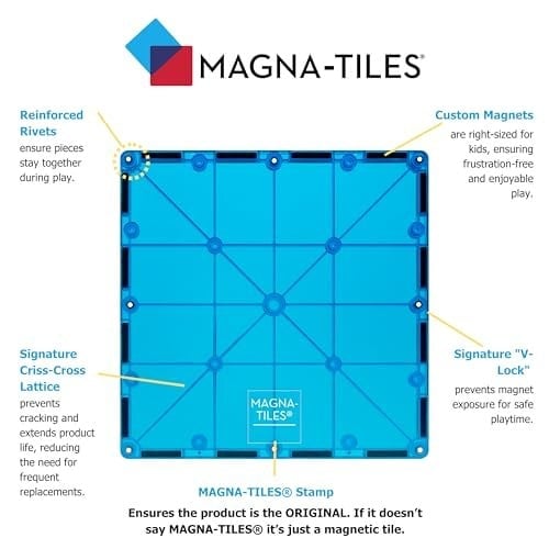 Magna-Tiles 32 parçalı set Clear Colours, farklı, manyetik 3D yapı taşları, net renklerde, oyun oynayarak öğrenmeyi teşvik eder