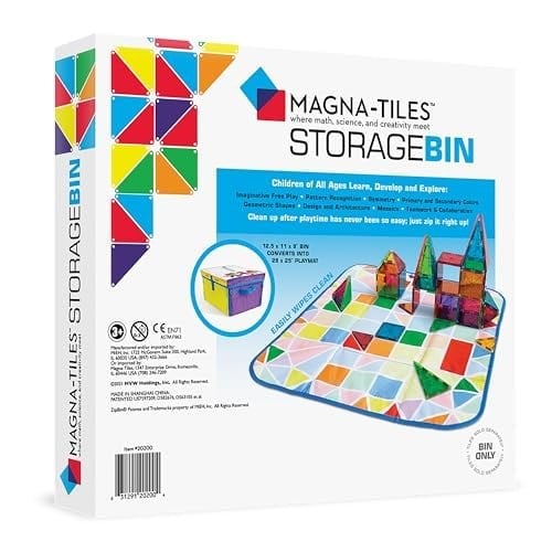 Magna-Tiles Saklama Kutusu ve İnteraktif Oyun Matı, Oyun Odası, Dolap, Yatak Odası, Ev Organizasyonu ve Sınıf için Kulplu Katlanabilir Saklama Kutusu, 12,5 x 11 x 8
