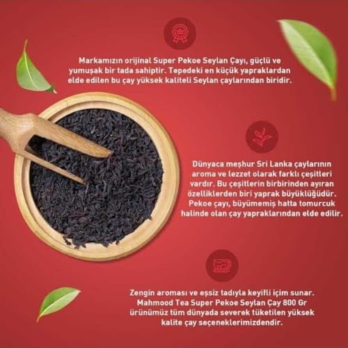 Mahmood Tea Super Pekoe Ithal Seylan Sri Lanka Ceylon Dökme Çayı 800 Gr - Seçenekler: 800 (2 paketi)