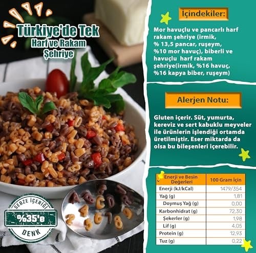 makarna lütfen! Karışık Sebzeli Harf Rakam Şehriye %35 Sebze 250 Gr