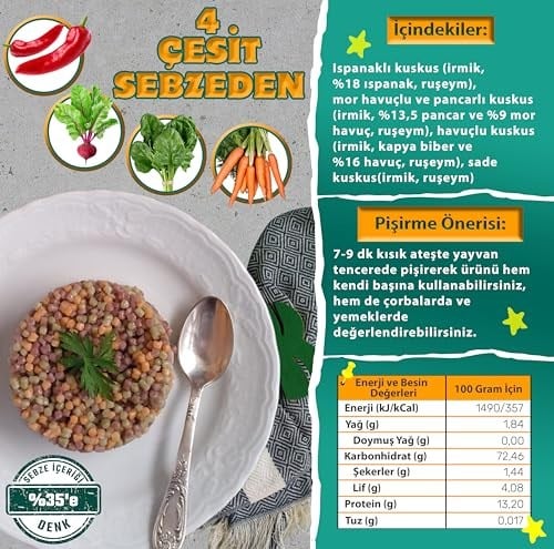 makarna lütfen! Karışık Sebzeli Kuskus %35 Sebze, 250 Gr