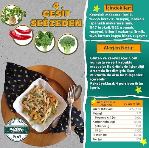 makarna lütfen! Karışık Sebzeli Makarna %35 Sebze, 200 Gr